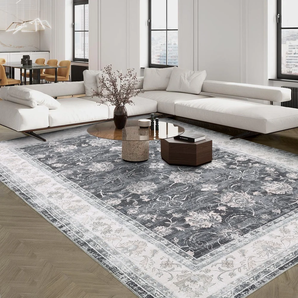 Washable Living Room Rug 120 x 170 cm  Non-Slip Rug Retro Area Rug for Bedroom Dining Room Home Office