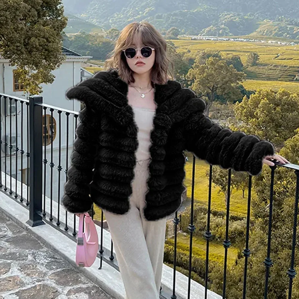 2024 Winter Faux Fur Cotton-padded Jacket New Loose Temperament Comfortable Mao Mao Mink Fashion Warm Casual Coat Female Tide.