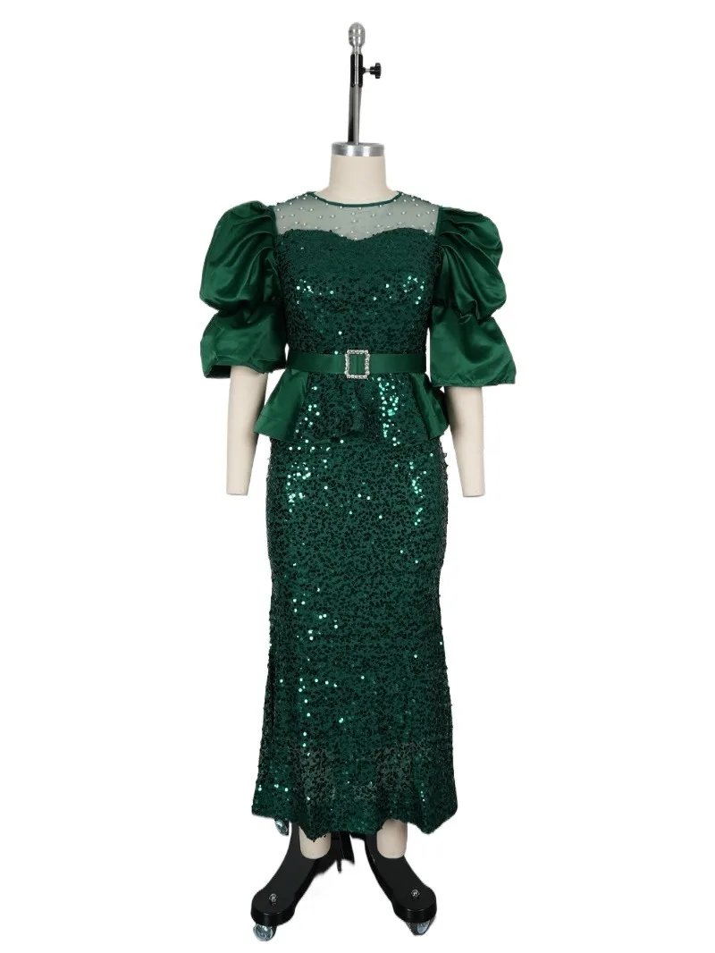 

Elegant plus Size African Sequin Evening Gown Luxury Christmas Wedding Party Dress for Women Fashionable