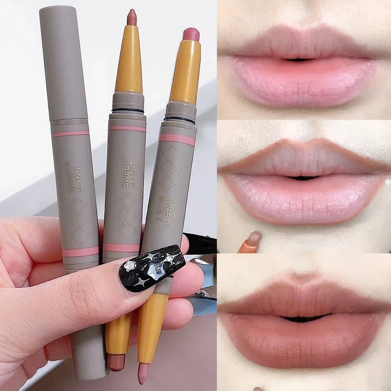 Penna Lipliner opaca a doppia estremità Nude Red Contour Tint rossetto Waterproof Lasting Moisturizing Lipliner Pen Lips Makeup Cosmetic