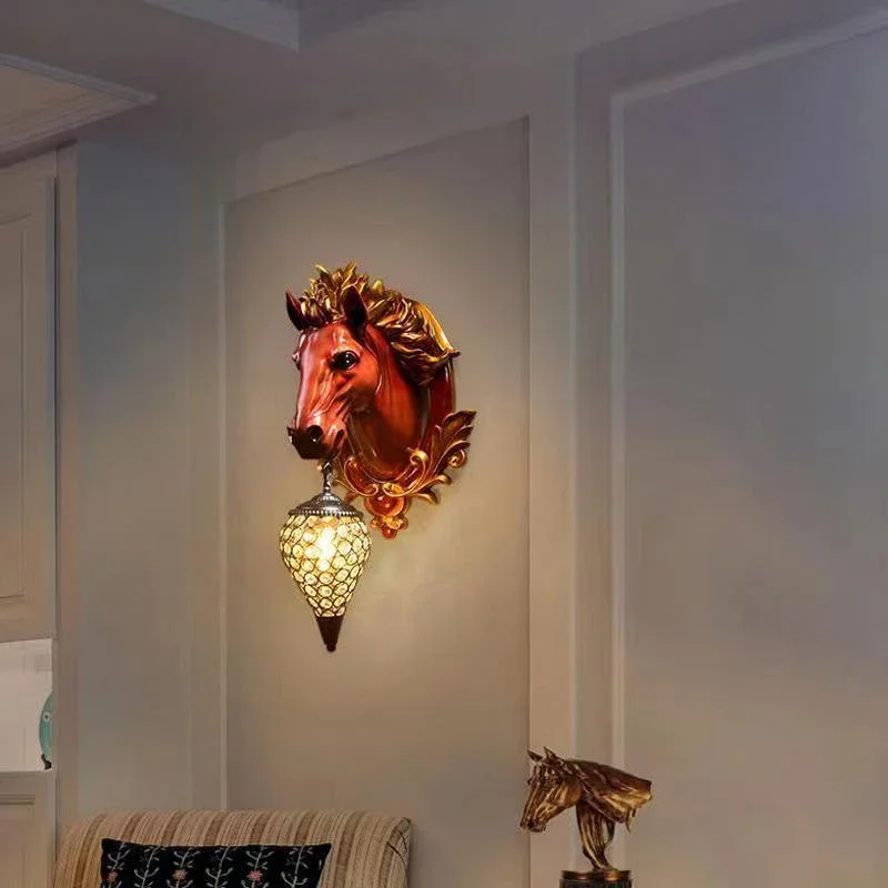 KARLOS Lámpara de pared de cabeza de caballo contemporánea personalizada y creativa sala de estar dormitorio pasillo decoración luz de iluminación