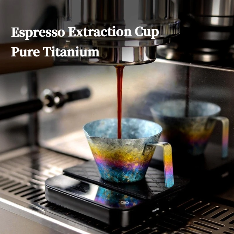 Pure Titanium Espresso Extraction Cup, 90ML Iced Texture Measuring Cup, Coffee Pitcher Barista Tool