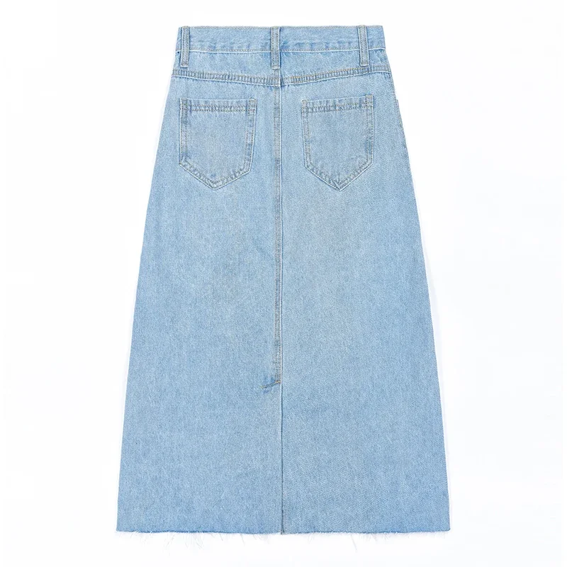 Schinteon Women Denim A-lined Skirt Jeans High Waist Casual Split Light Blue Bodycon Skirts Big Size S-9XL 2024 Summer New