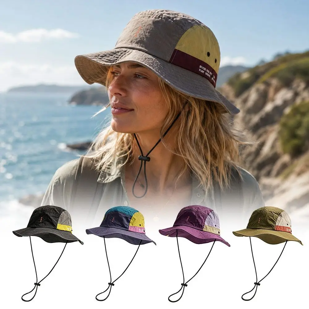 Vintage Summer Bucket Hat Breathable Anti-UV Fisherman Cap Quick-Drying Thin Panama Hat for Men Women