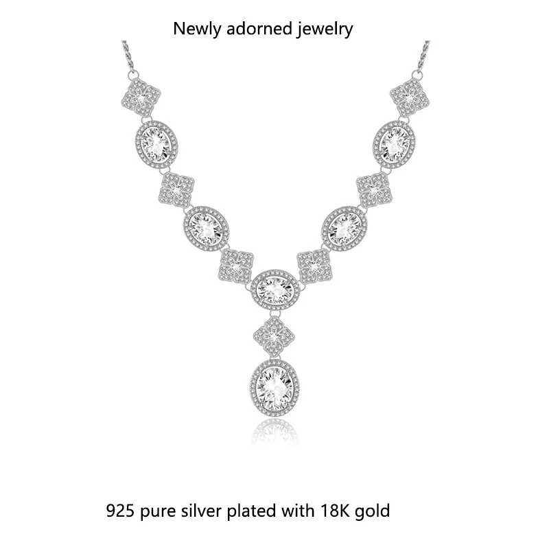 

Cross-border luxury style moissanite geometric egg-shaped teardrop earrings necklace, a unique and high-end accessory for women