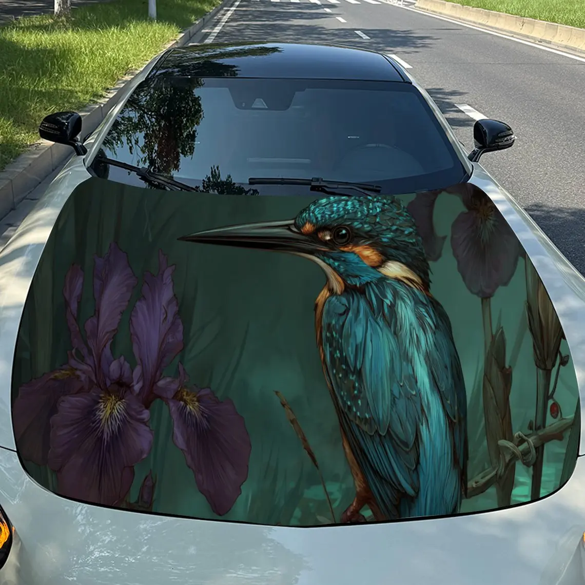 

Художественные цветочные наклейки на капот автомобиля с птицами — самоклеящаяся, водонепроницаемая и прочная виниловая пленка, украшение и защита вашего автомобиля, подходит