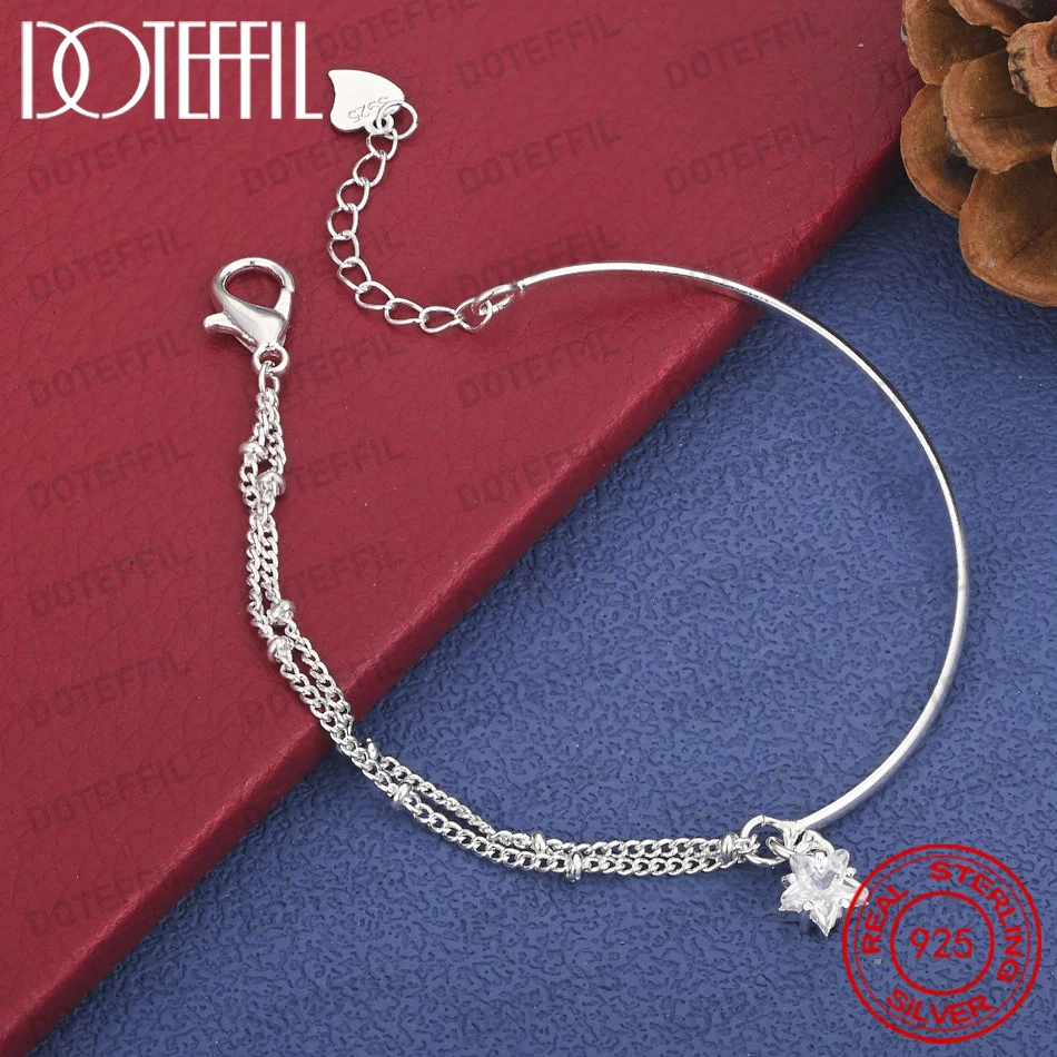 Bezauberndes 925 Sterling Silber Luxus Stern-Zirkonia Armband für Damen, Modisches Hochzeitsgeschenk, Party-Schmuck
