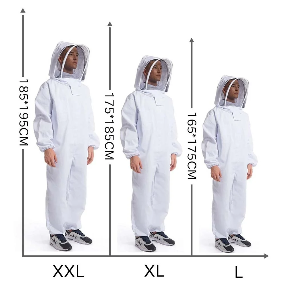 

New White One-Piece Anti-Bee Suit for Beekeeping Beehive Tools Protective Beekeeping Suit Jacket