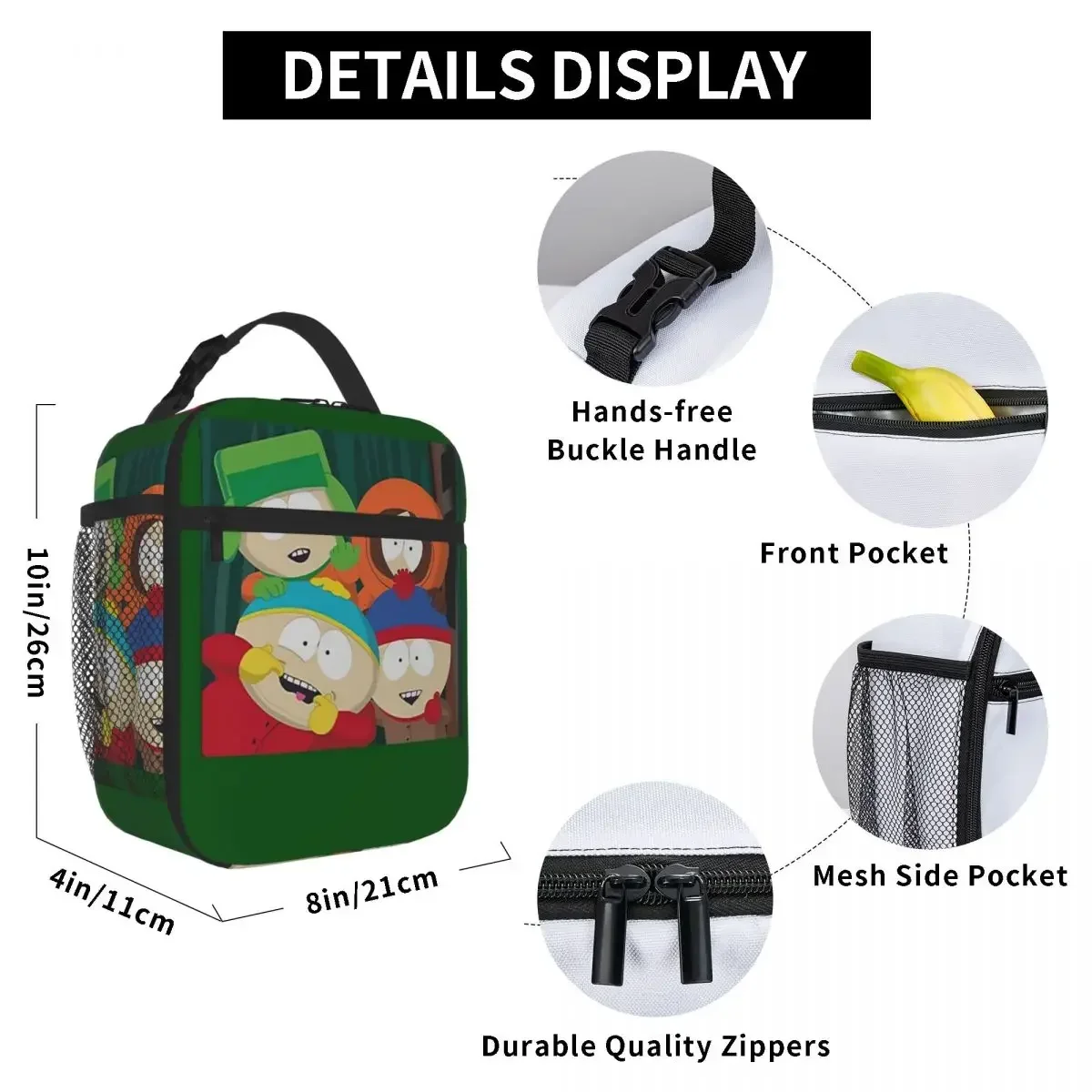 Southpark Boys Cartoon Anime Insulated Lunch Bags borse da Picnic Thermal Cooler Lunch Box Lunch Tote per donna Work Children School