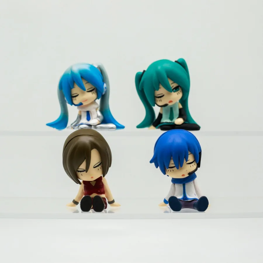 Hatsune Miku figura de acción Gashapon juguete hombro en el hombro dormir postura sentada Anime dibujos animados decoración de escritorio juguetes para niños