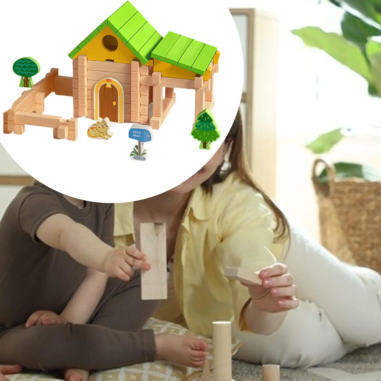 나무 블록 모티스와 테논 교육용 실습 유아 학습