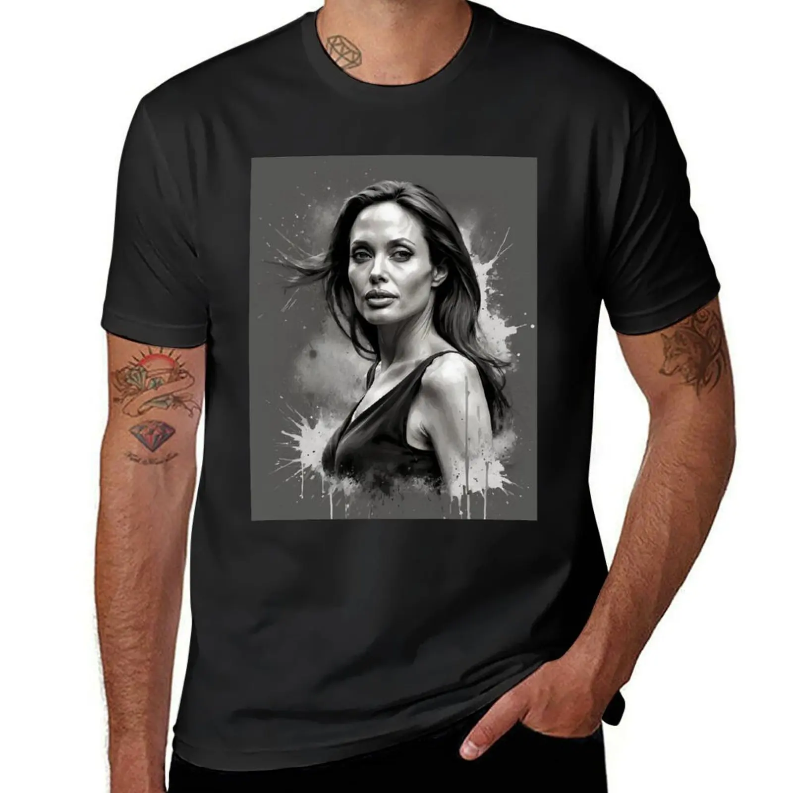 Angelina Jolie art T-Shirt plus size tops graphics customs sweat shirts, men