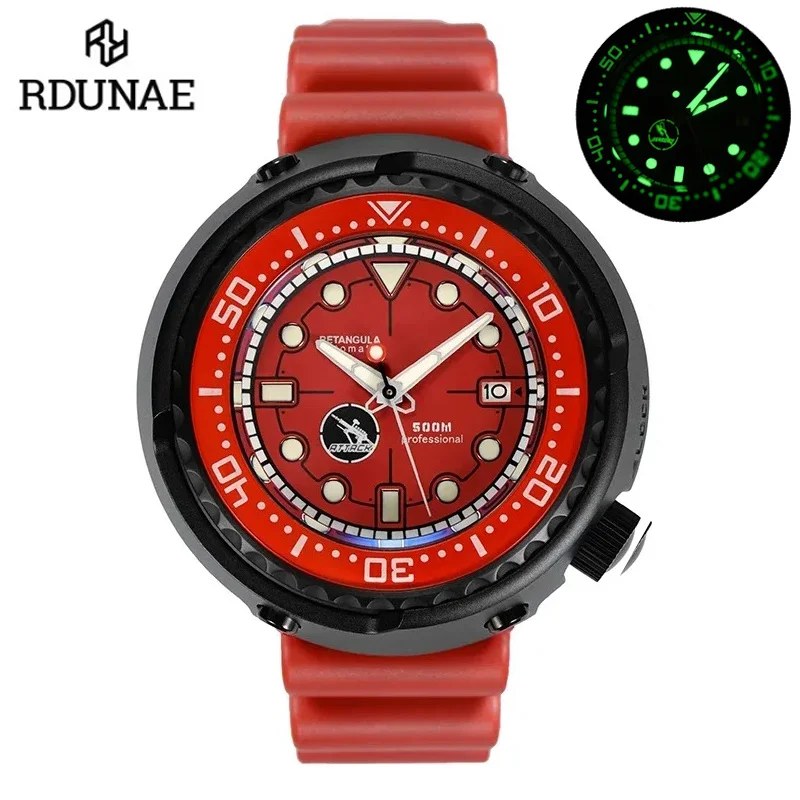 RDUNAE R1ZK-II 500M Diver Watch NH35 Movement Titanium Sapphire Crystal Automatic Mechanical C3 Luminous 52MM Vintage Watches