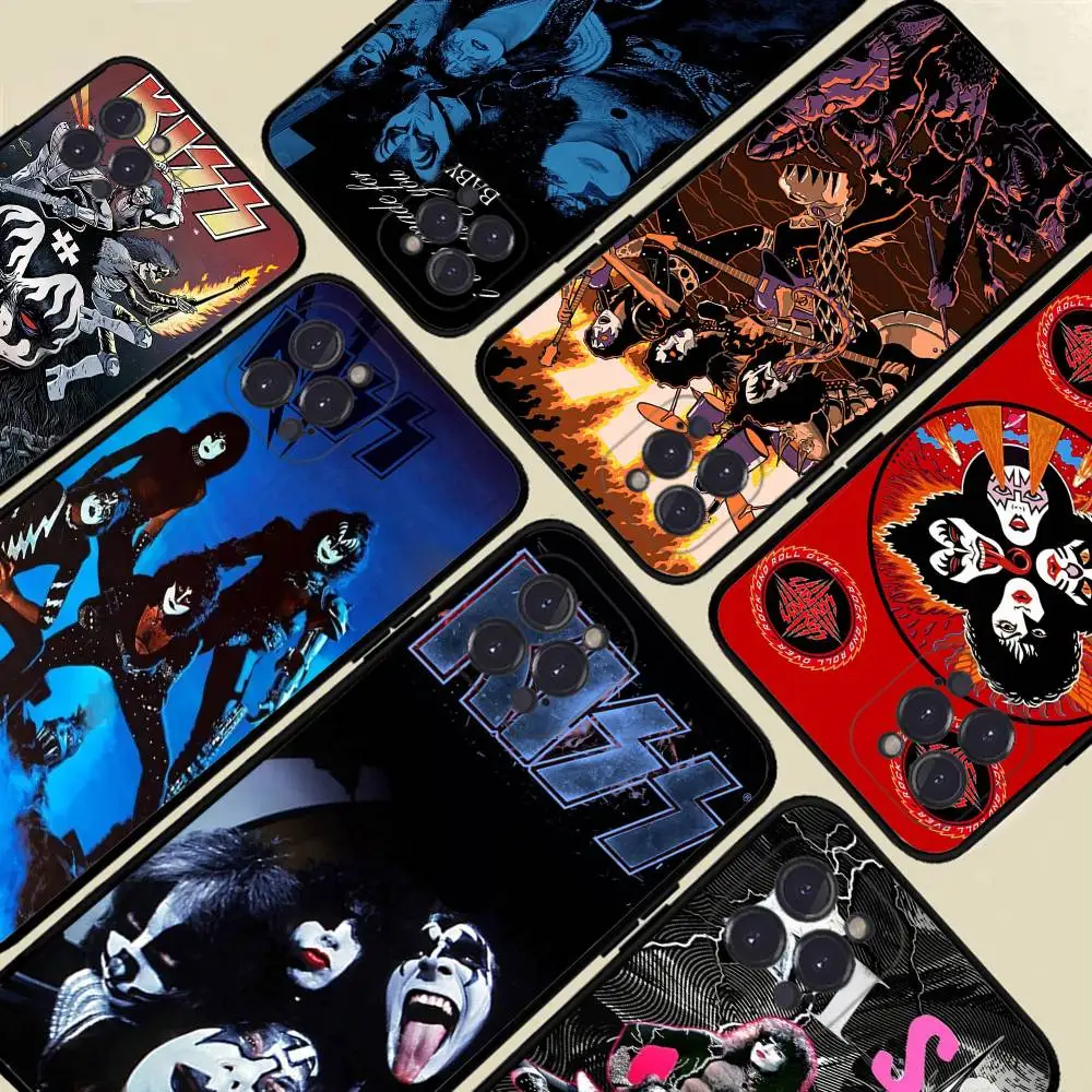 Hard Rock Band Kiss Phone Case For IPhone 17 16 15 14 13 12 11 Pro Max Plus Mini Silicone Black Cover