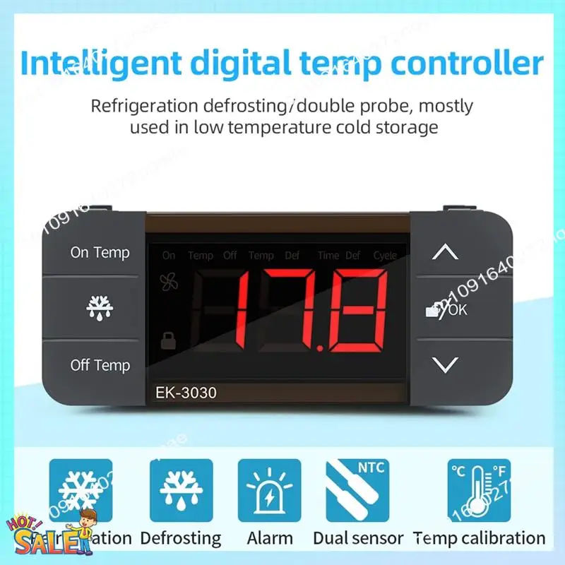 

N08R цифровой регулятор температуры 220 В, прохладный тепловой переключатель, термостат для размораживания холодильника, датчик (EK-3010) Easy Ins