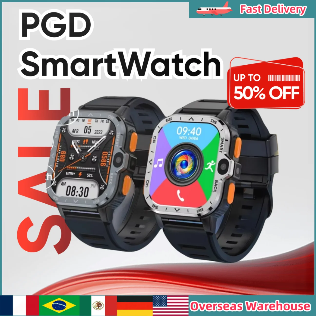 

PGD SmartWatch 4G Smart Watch GPS SIM Card Wifi NFC Dual Camera Rugged 16/64G Storage Heart Rate Android Men Women Birthday Gift