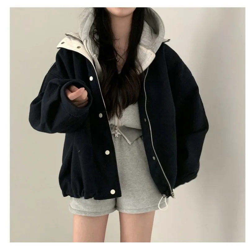 Haut gris à épaules dénudées pour femme, Chic, nouveau Style français rétro, col ample, manteau en laine, vêtements féminins, hiver 2025