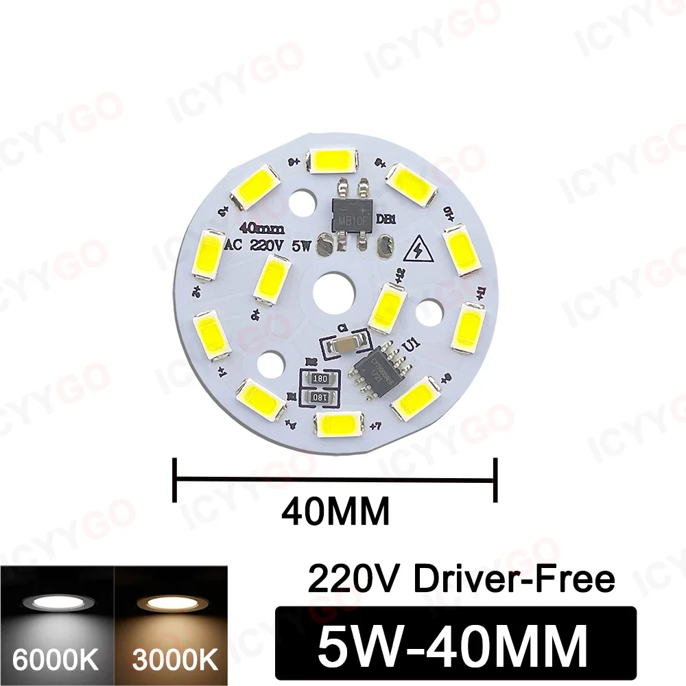 Imagem -03 - Lâmpada Led 5w 7w 12w 15w18w 24w Smd 5730 Placa Módulo Redondo Fonte de Luz 220v sem Driver Led Downlight Chip Holofote Luz Led