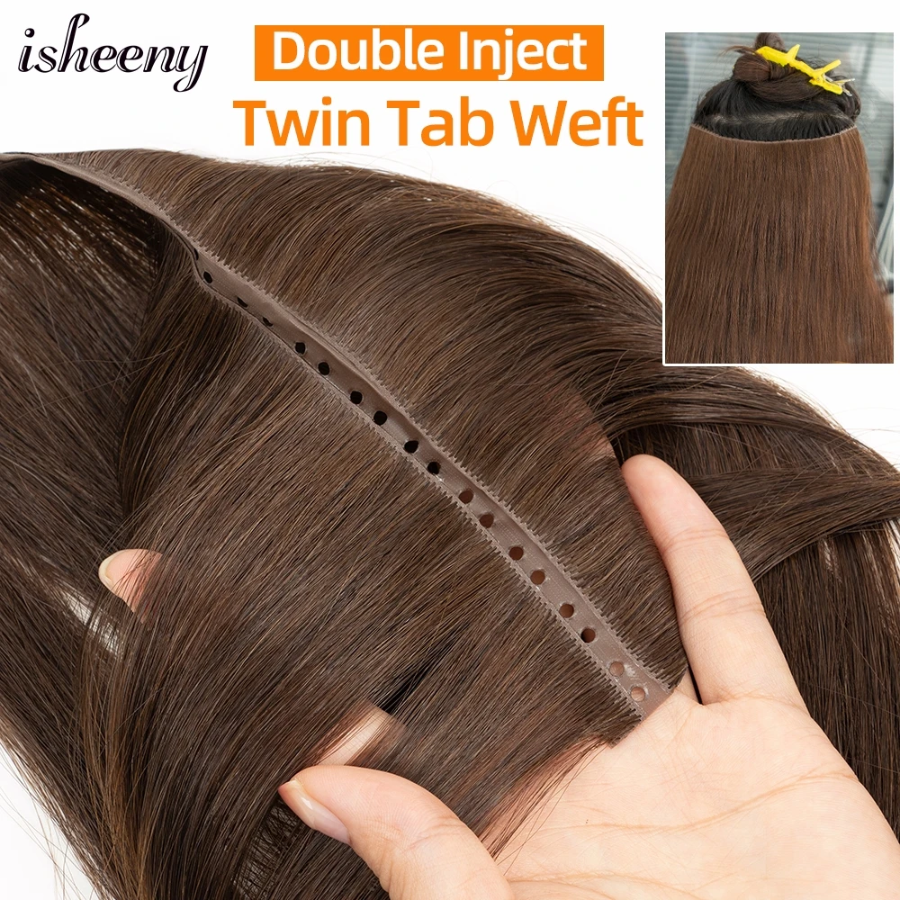

Invisible Hole Weft Human Hair Extensions 16"-20" Twin Tab Weft Hair Natural Straight Pull Through Micro Weft Hair Spot Goods