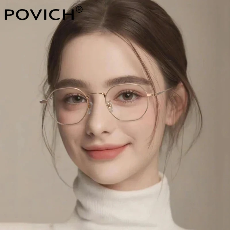 

Quality Eyewear Pure Titanium Women Optical Glasse Frame Prescription Lens Progressive Vision Myopia Hyperopia Polygon Ocular