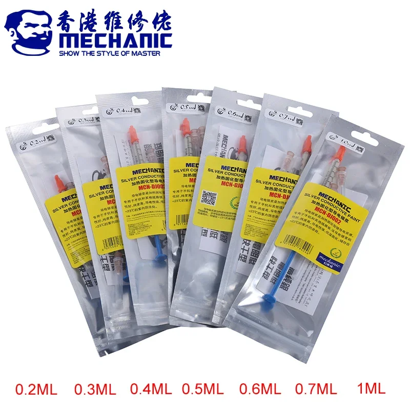 MECHANIC Silver Conductive Glue Wire Electrically Paste Adhesive Paint for Electronic Circuit Board PCB Repair 0.2/0.5/0.6/1.0ML