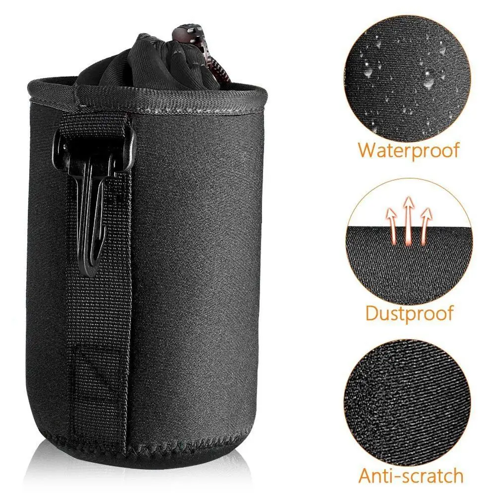 Bolsa impermeable para lente de cámara, bolsa con cordón para Canon, Sony, Nikon, DSLR, accesorios para lente de cámara, funda con gancho S, M, L, XL, tamaño