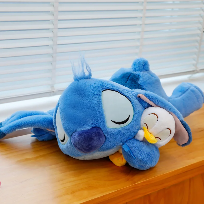 Kawaii Stitch Knuffel Gevulde Pop Schattig Slapende Eend Kussen voor Kinderen Verjaardagscadeau Zachte Knuffel Plushie voor Meisjes Decor Venster
