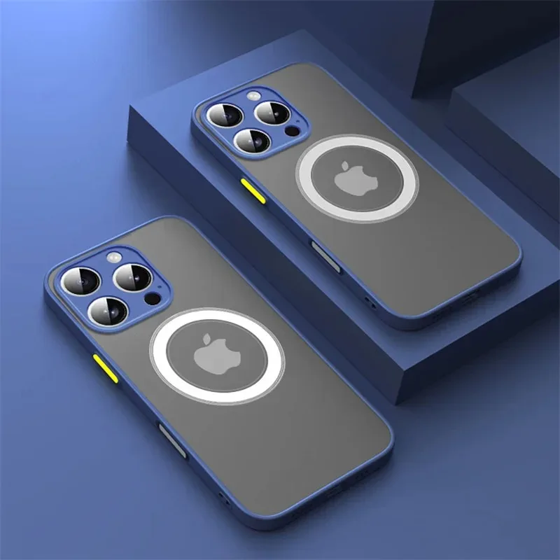 Luxe Armor Matte Voor Magsafe Magnetische Draadloos Opladen Case Voor iPhone 17 16 15 14 13 12 11 Pro Max Mini Plus Shockproof Cover