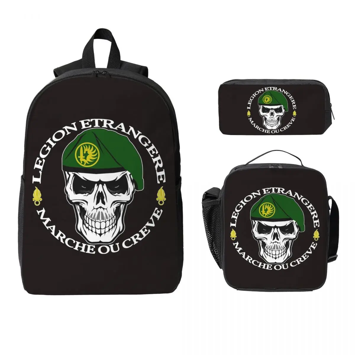 

Legion Etrangere Foreign France Military Backpack BookBag School Bag Computer Shoulder Bags 3ps Insulated Lunch Bag Pencil Case