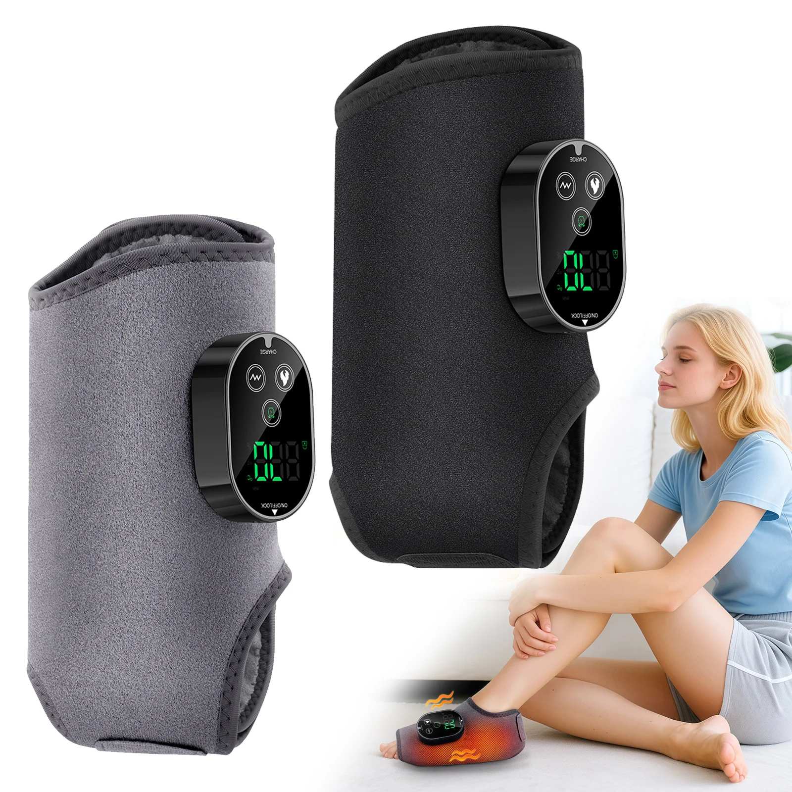 

Электрический массажер для лодыжки ног с 6-уровневым подогревом, 3 режима вибрации, релаксация ног, выдвижной ремень, многофункциональный домашний массажер