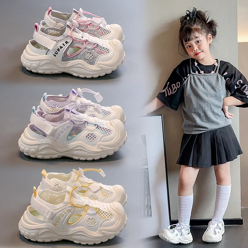 

Детские спортивные сандалии для девочек, новый стиль 202, летние детские легкие пляжные туфли на мягкой подошве, популярные среди девочек.