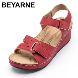 BEYARNE 36-42 Plus Size Sandals New Women's Sandals Wedge Heel Thick Bottom Plus Size Sandals Comfortable And Mother Flat