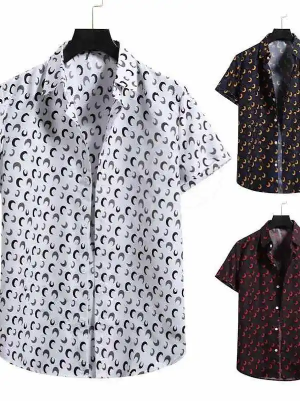 

Summer Men's Beach Flower Short Sleeve Shirt Cleanfit Style Ice Sensation Sun Protection Treatment Cotton Blend Casual Shirt