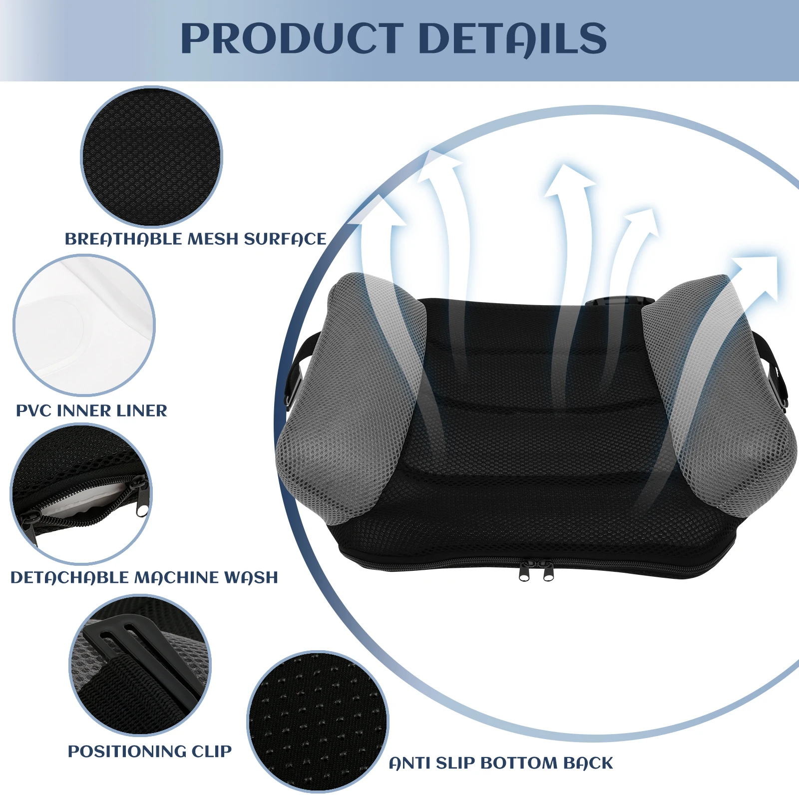 Inflatable Seat Cushion PVC Inflatable Seat Booster Cushion Fast Inflating Deflating Compact Lightweight Seat for Office Car