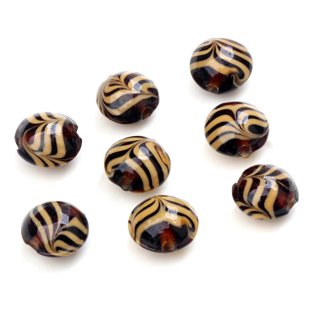 

6Pcs/Lot Of Brown Painted Handmade Lighting Glass Beads Handmade Glass Loose Beads For Jewelry Making DIY Handmade