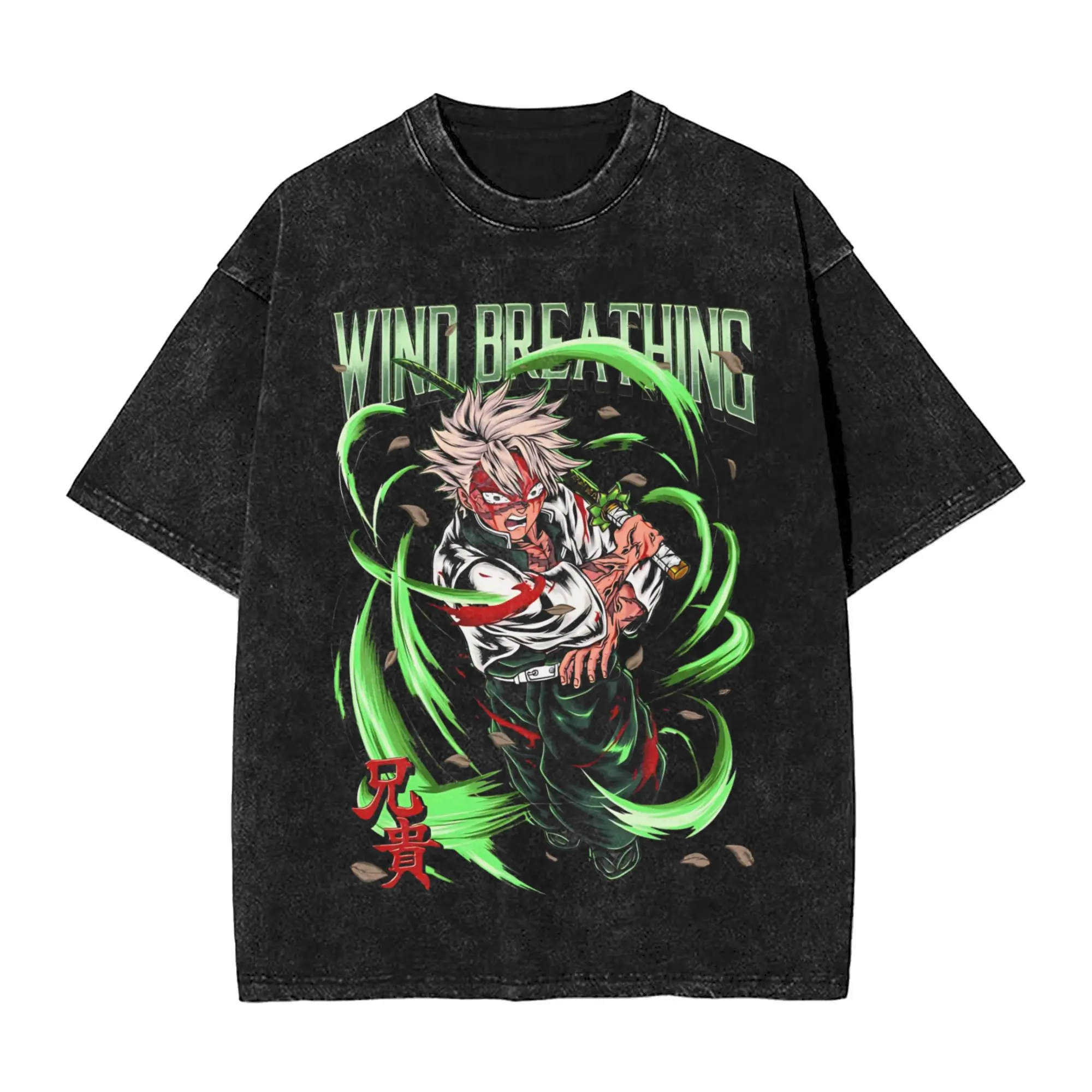 

Demon Slayer Wind Pillar Washed T Shirts Streetwear Hip Hop Vintage T-Shirts Tees Men Women Short Sleeve Oversize