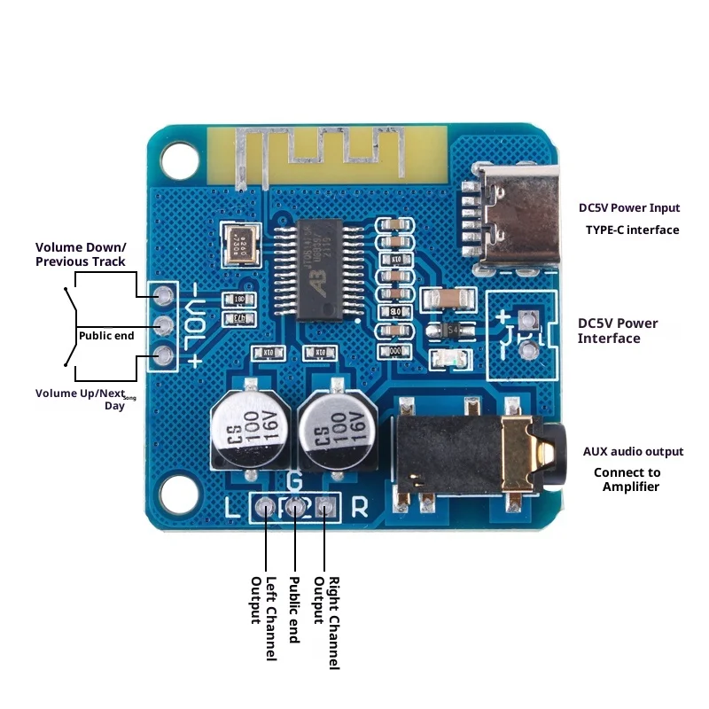 Módulo receptor de Audio Bluetooth 5,0, placa de decodificación MP3 Bluetooth, altavoz de coche, placa amplificadora de Audio