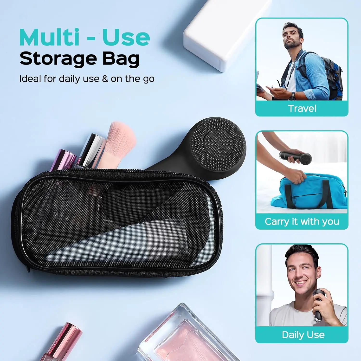 2-in-1 Spin & Vibration Facial Cleansing Brush: Silicone Electric Exfoliator with Auto Foaming, Waterproof for Men & Women