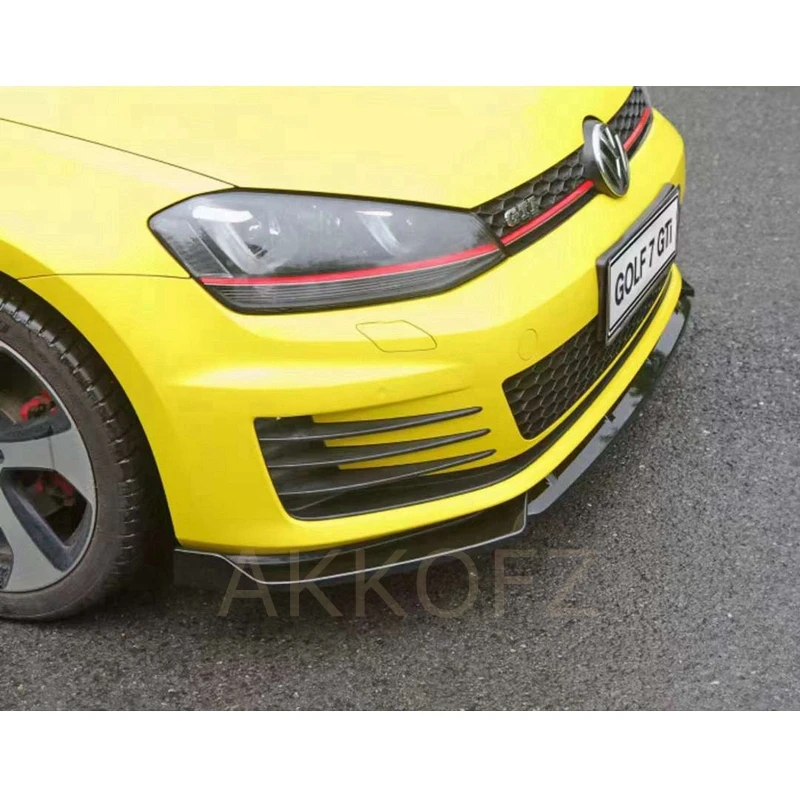 FOR Volkswagen GOLF MK7 GTi MAX 3-Segment Bumper Diffuser Front Lip Body Kit ABS Material black carbon fiber look