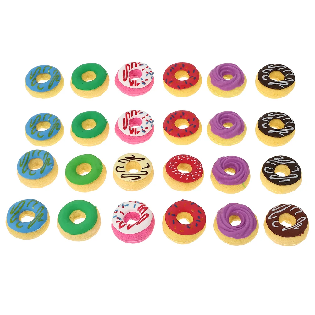 24 Pcs Children’s Toys Rubber Band Adorable Erasers Colorful Kids Bulk Pupil Mini Donut Decors Pupils Student