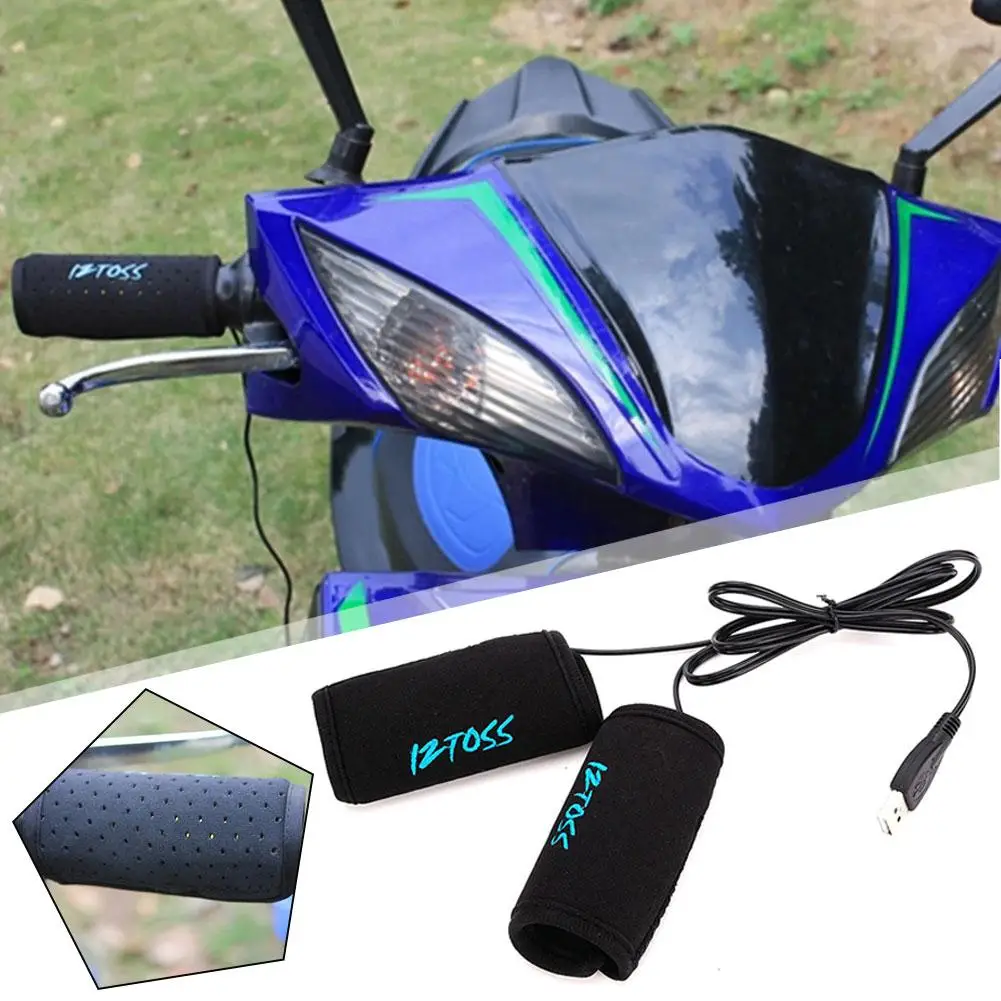 

1 Pair Heated Grips Handlebar Heater For Motorcycle USB Electric Handlebar Warmers Removable Grips Cover For Bicycle L3V4