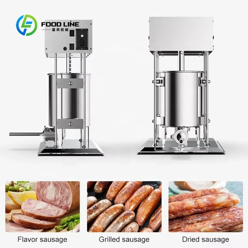 Customized Electric 10L/15L Sausage Stuffer Stainless Steel Making Sausage Machine Commercial Grade with 4 Filling Funnel