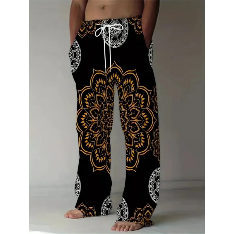 

Повседневные свободные прямые брюки для мужчин в праздничном авангардском уличном стиле с 3D-принтом, осенне-зимняя одежда.