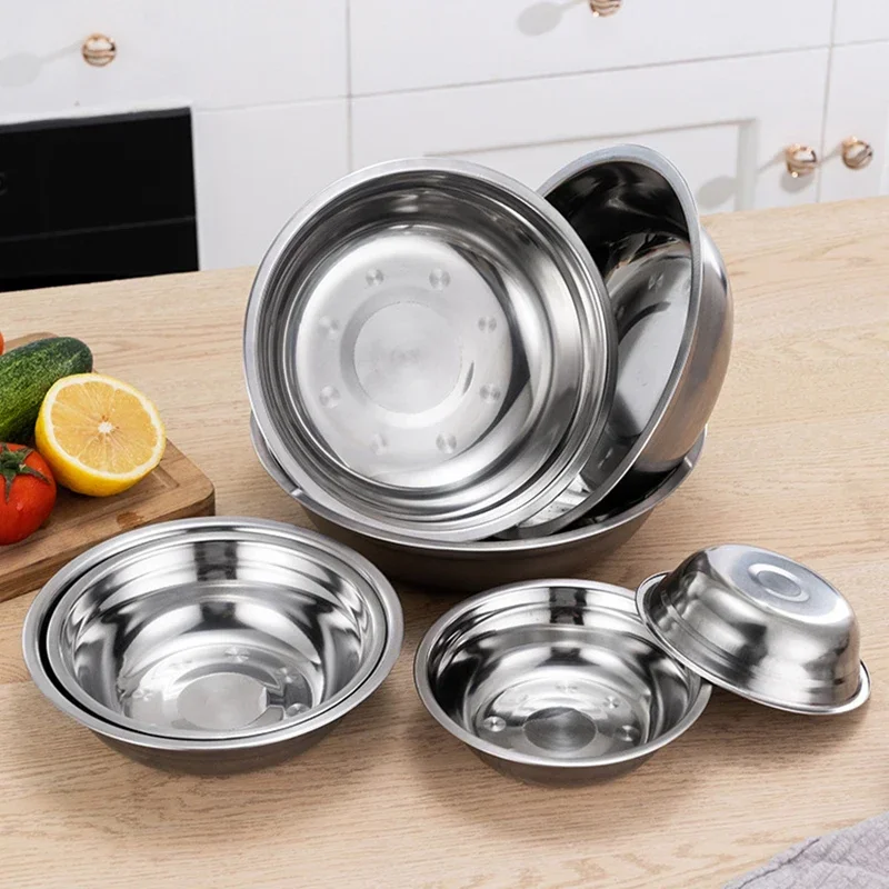 1pcs Household Kitchen Stainless Steel Basin Multi-function Round Soup Pot Soup Dishes Kitchen Cooking Tools 13-27cm