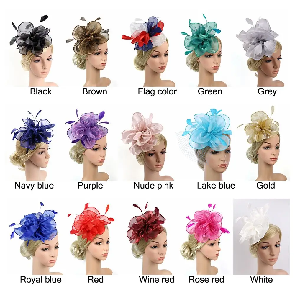 Feather Flower Headband Alice Band Fascinator Ladies Wedding Royal Ascot Race