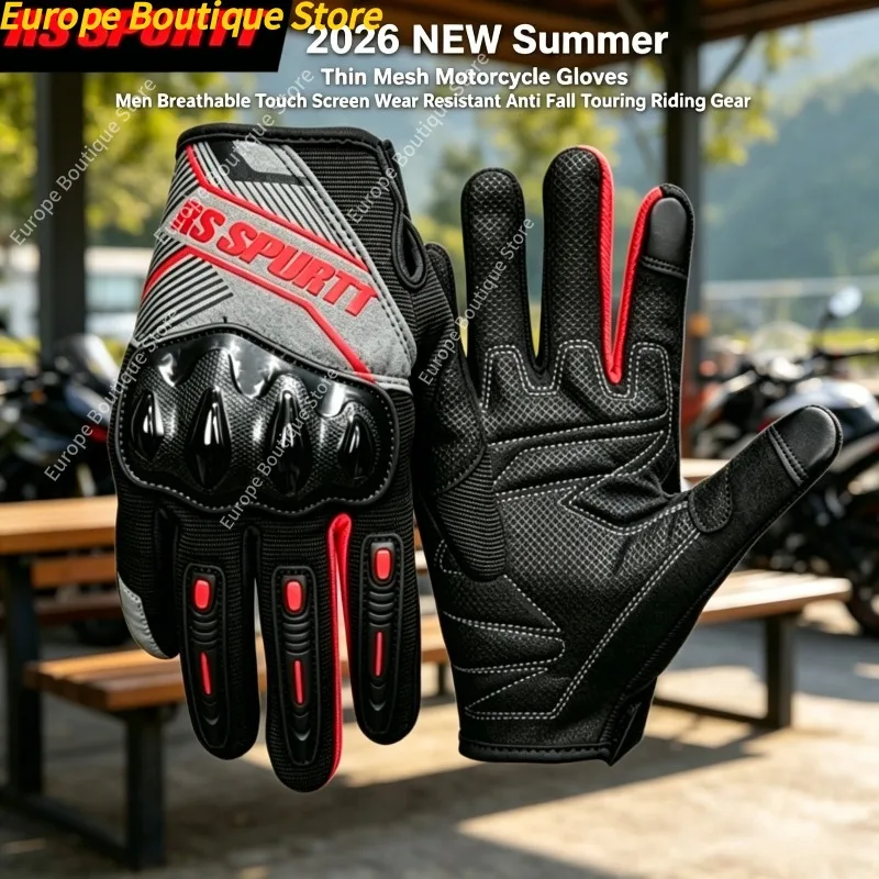 

Summer Thin Mesh Motorcycle Gloves Breathable Touch Screen Wear Resistant Anti Fall Touring Riding Gear For Men Women