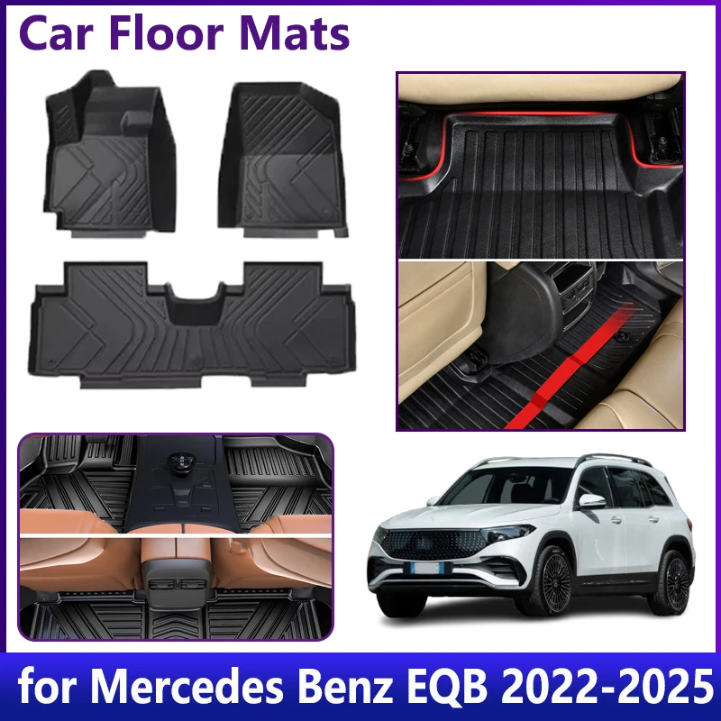 

Car Floor Mats LHD For Mercedes-Benz EQB Accessories 2022 2023 2024 2025 X243 Car Waterproof Carpets Leather TPE Foot Mat Carpet