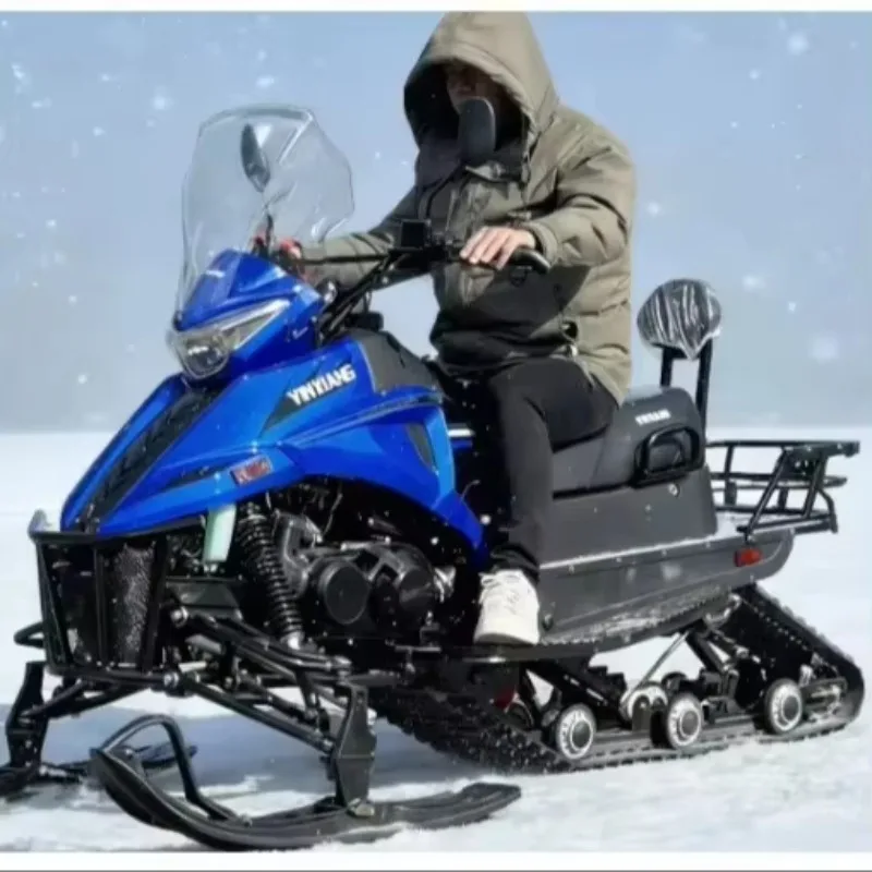 300cc EFI Gas Powered Snowmobile Front Dual Ski Rear Track Windshield 2 Seater Backrest Utility Cargo Rack Winter Snow Sled