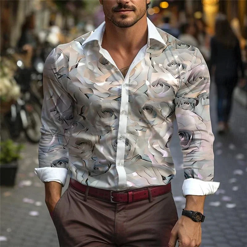 Fashionable men's casual outdoor shirt, flower retro Hawaiian new designer design, men's new style, hot selling