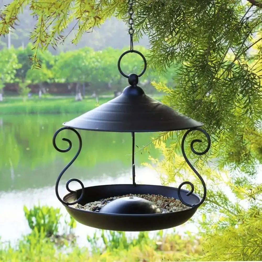 

Garden Decor Iron Bird Feeder Windproof Rainproof Bird Water Bowl Multi-purpose Hanging Bird Food Dispenser Parrot